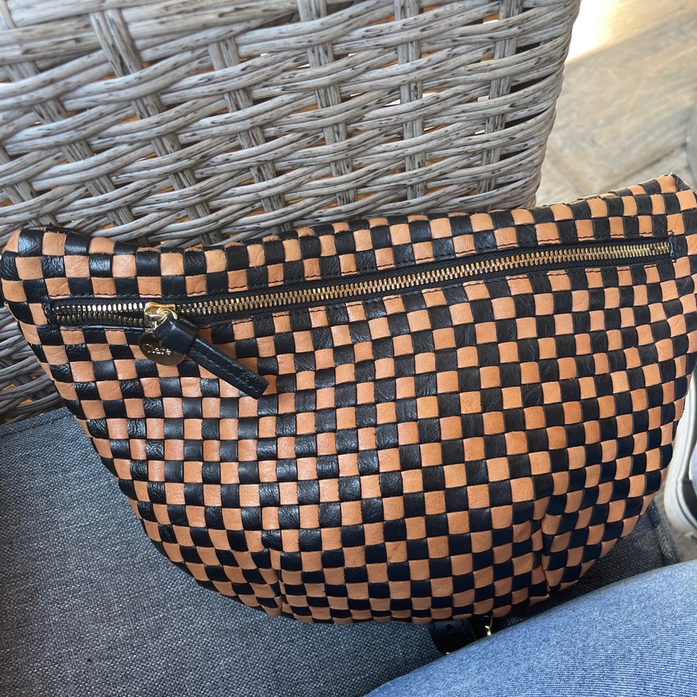 Clare V Woven Black and Tan Grande Fanny